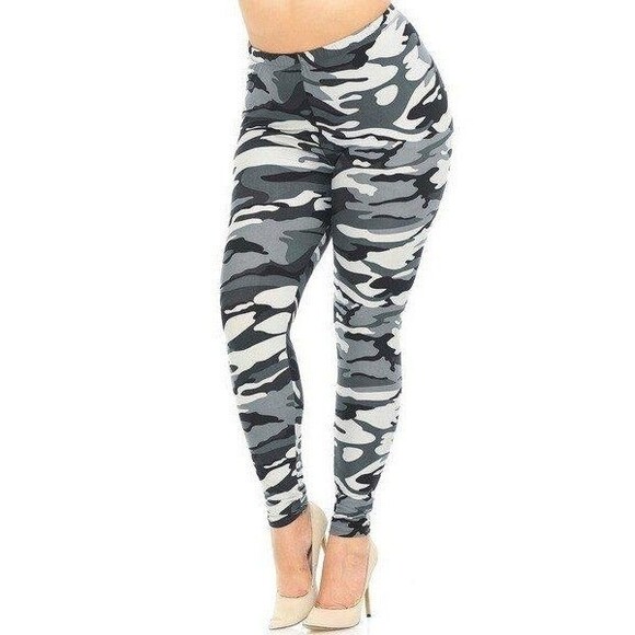 X-Plus Size‎ 3X-5X Womens Buttery Soft Charcoal Camouflage - Picture 3 of 7